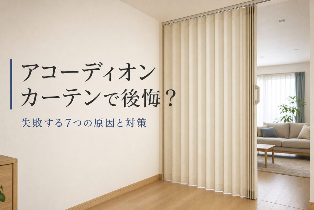 アコーディオンカーテンで後悔しないための原因と対策を示す室内イメージ