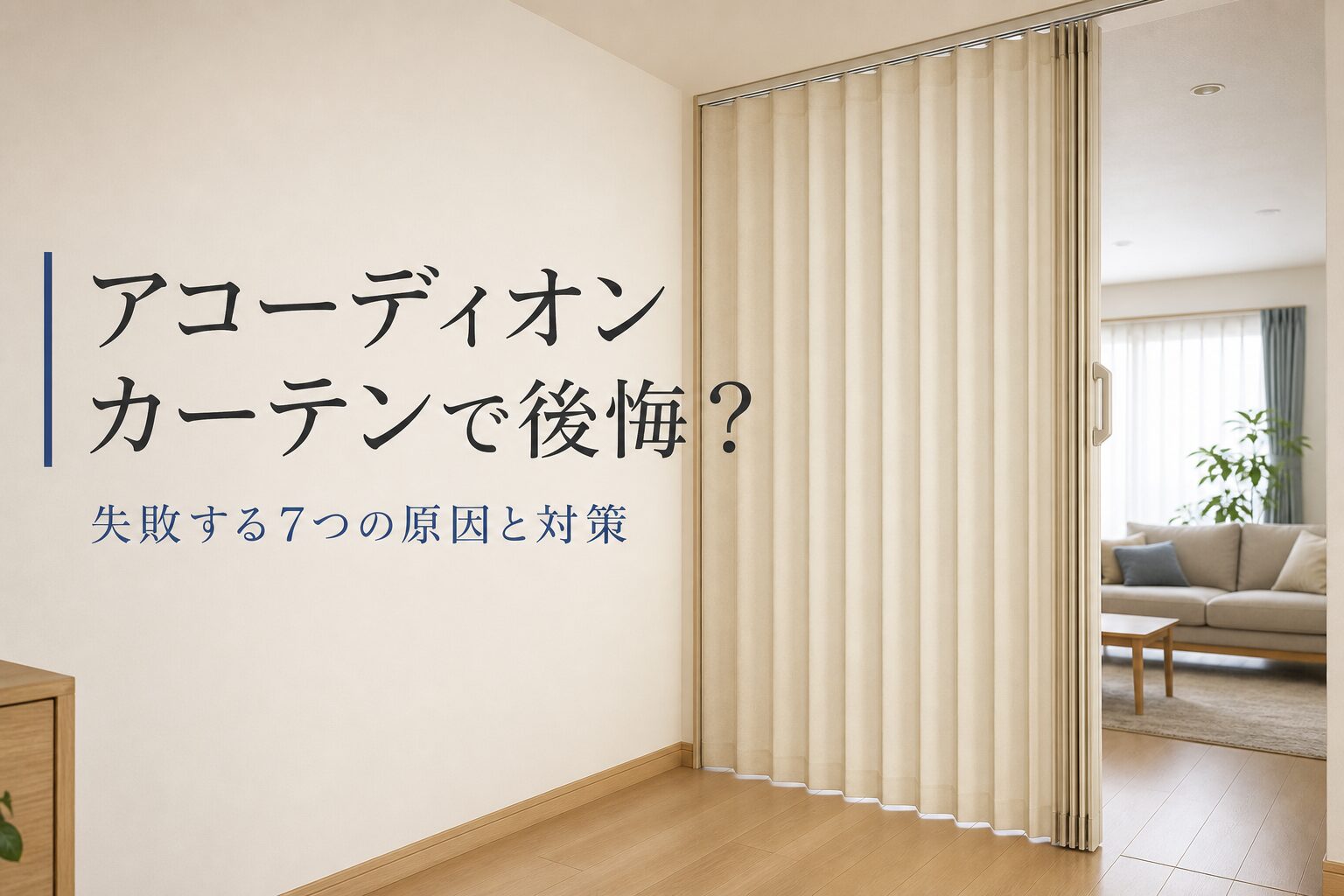アコーディオンカーテンで後悔しないための原因と対策を示す室内イメージ