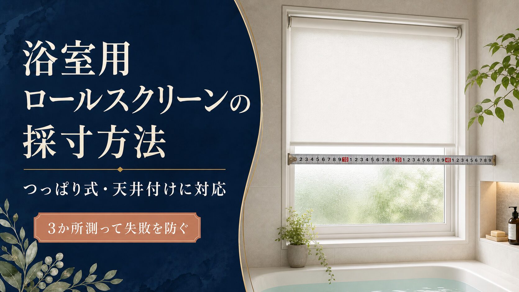浴室用ロールスクリーンの採寸方法を解説するアイキャッチ画像