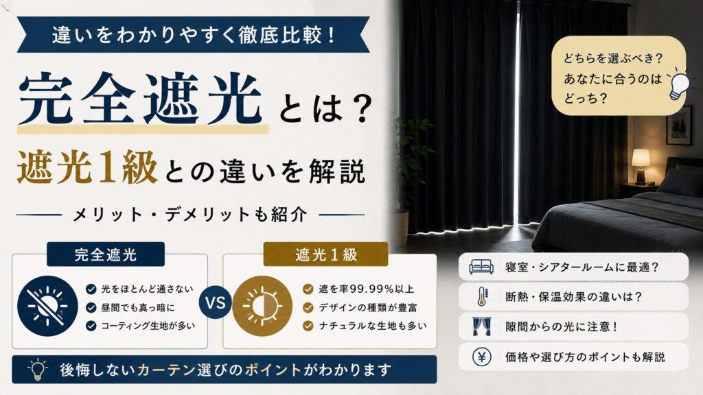 完全遮光とは?遮光1級との違いを徹底比較|メリット・デメリットも解説