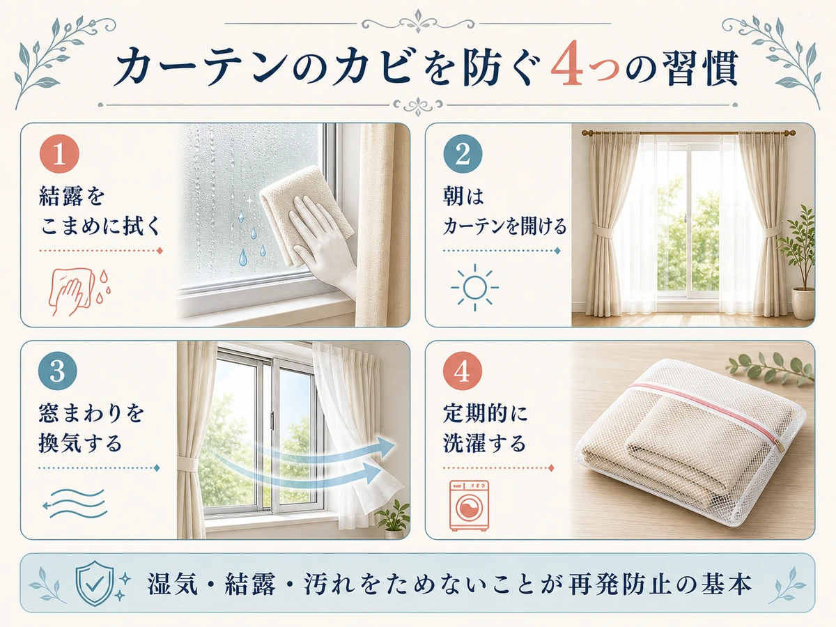 カーテンのカビを防ぐ4つの習慣