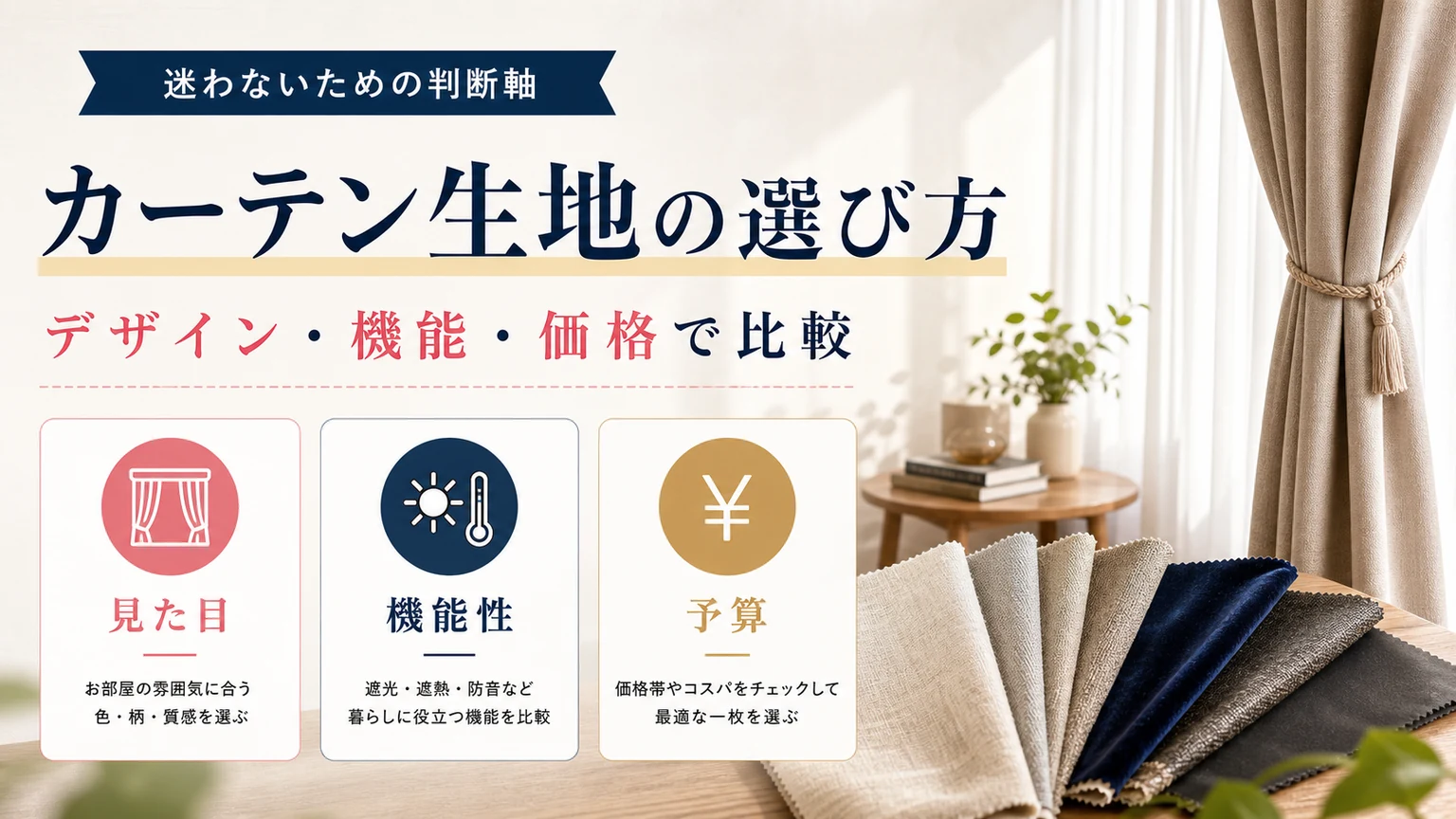 カーテン生地をデザイン・機能・価格で選ぶポイント