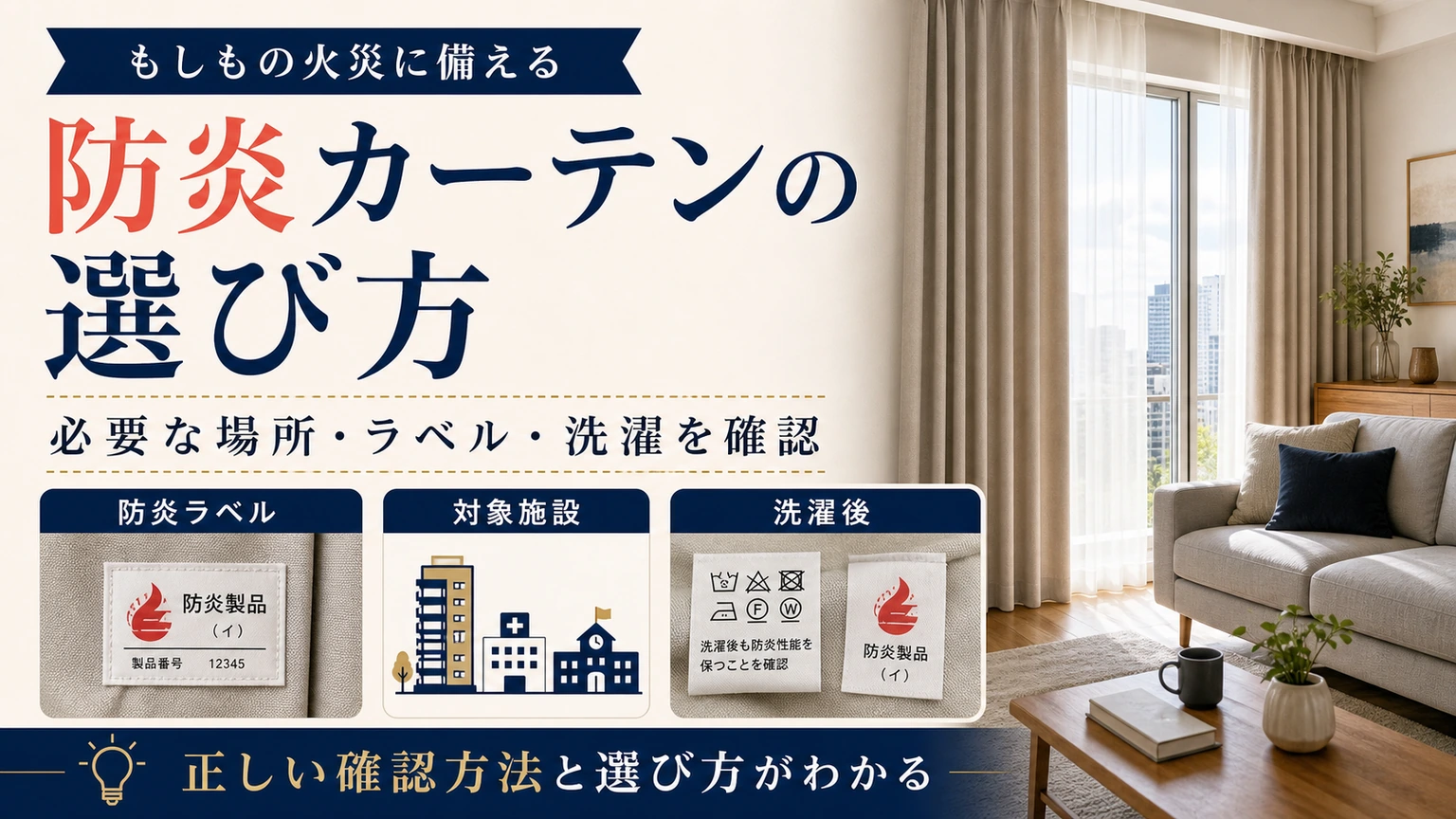 防炎ラベル・対象施設・洗濯後の確認を解説する防炎カーテン