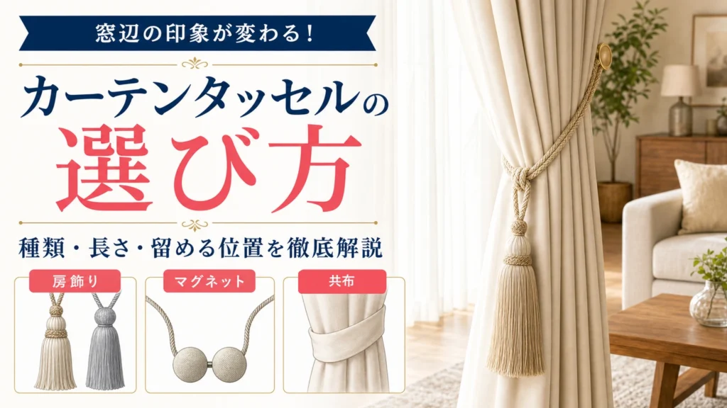 カーテンタッセルの選び方を紹介するアイキャッチ画像