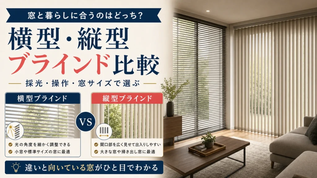 横型と縦型ブラインドの違いと向いている窓の比較
