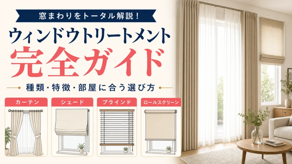 ウィンドウトリートメントの種類を紹介するアイキャッチ画像