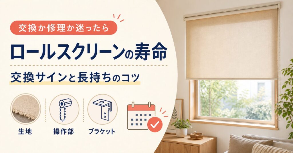 ロールスクリーンの寿命と交換サインを解説するアイキャッチ画像