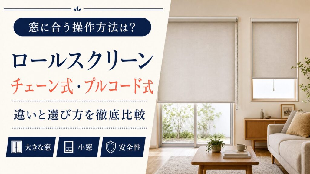 ロールスクリーンのチェーン式とプルコード式の違い