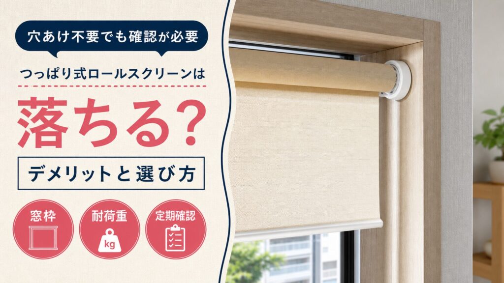 つっぱり式ロールスクリーンが落ちる原因と選び方を解説するアイキャッチ画像