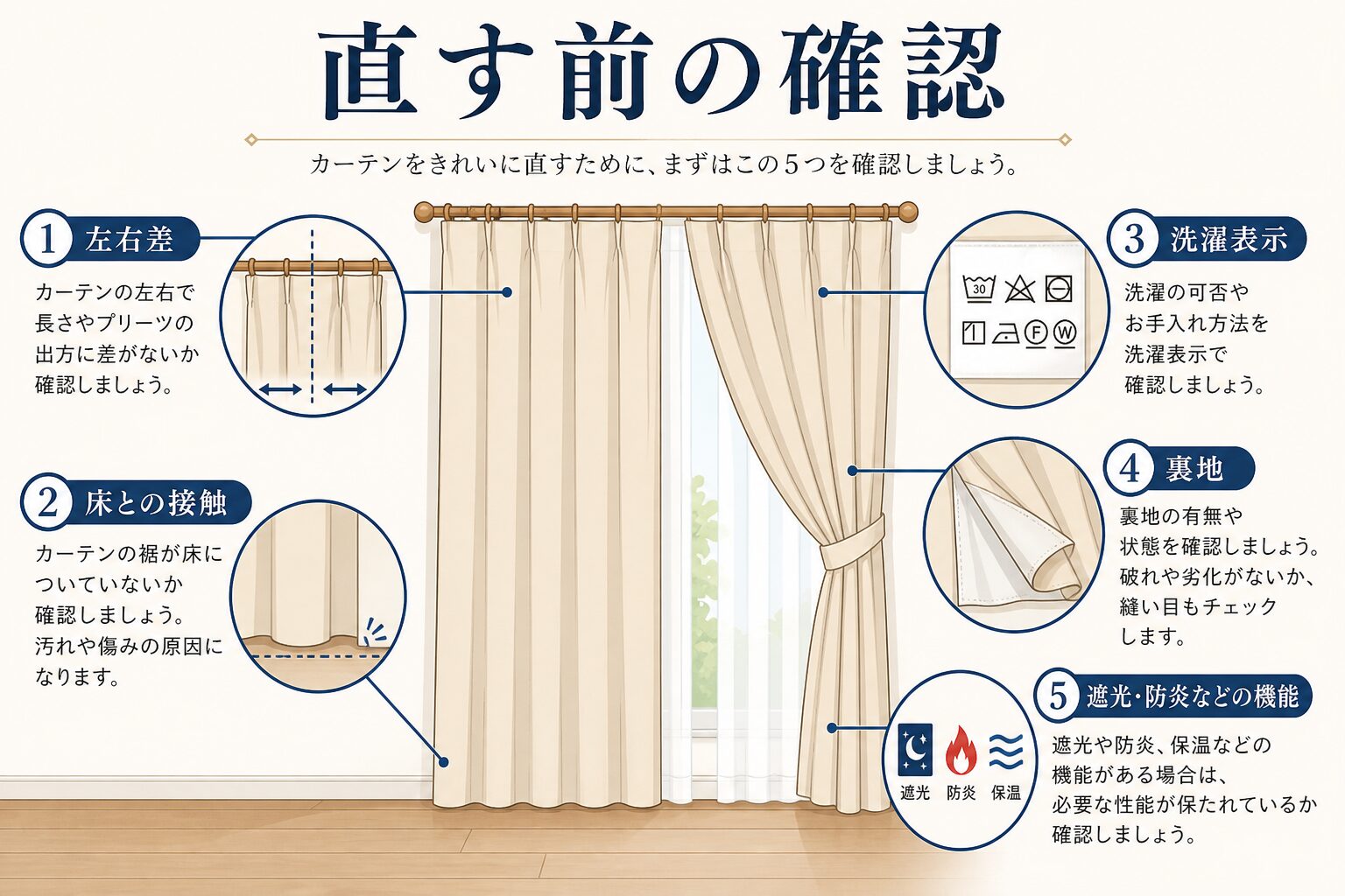 カーテン丈を直す前の5つの確認項目