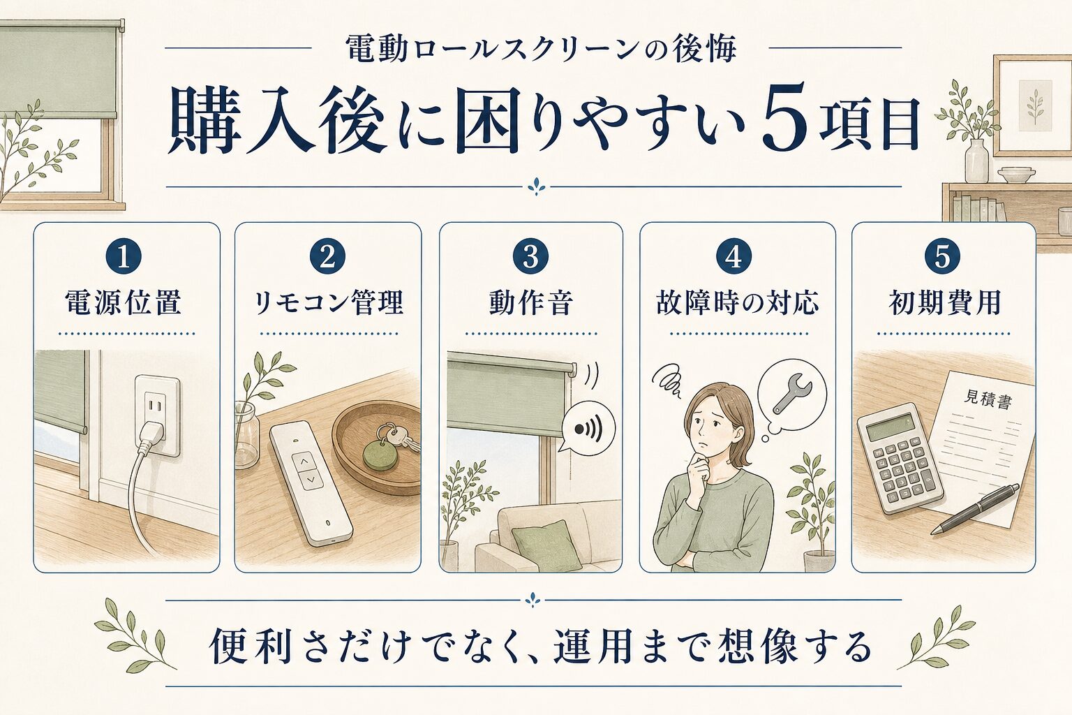 電動ロールスクリーン購入後に困りやすい5項目