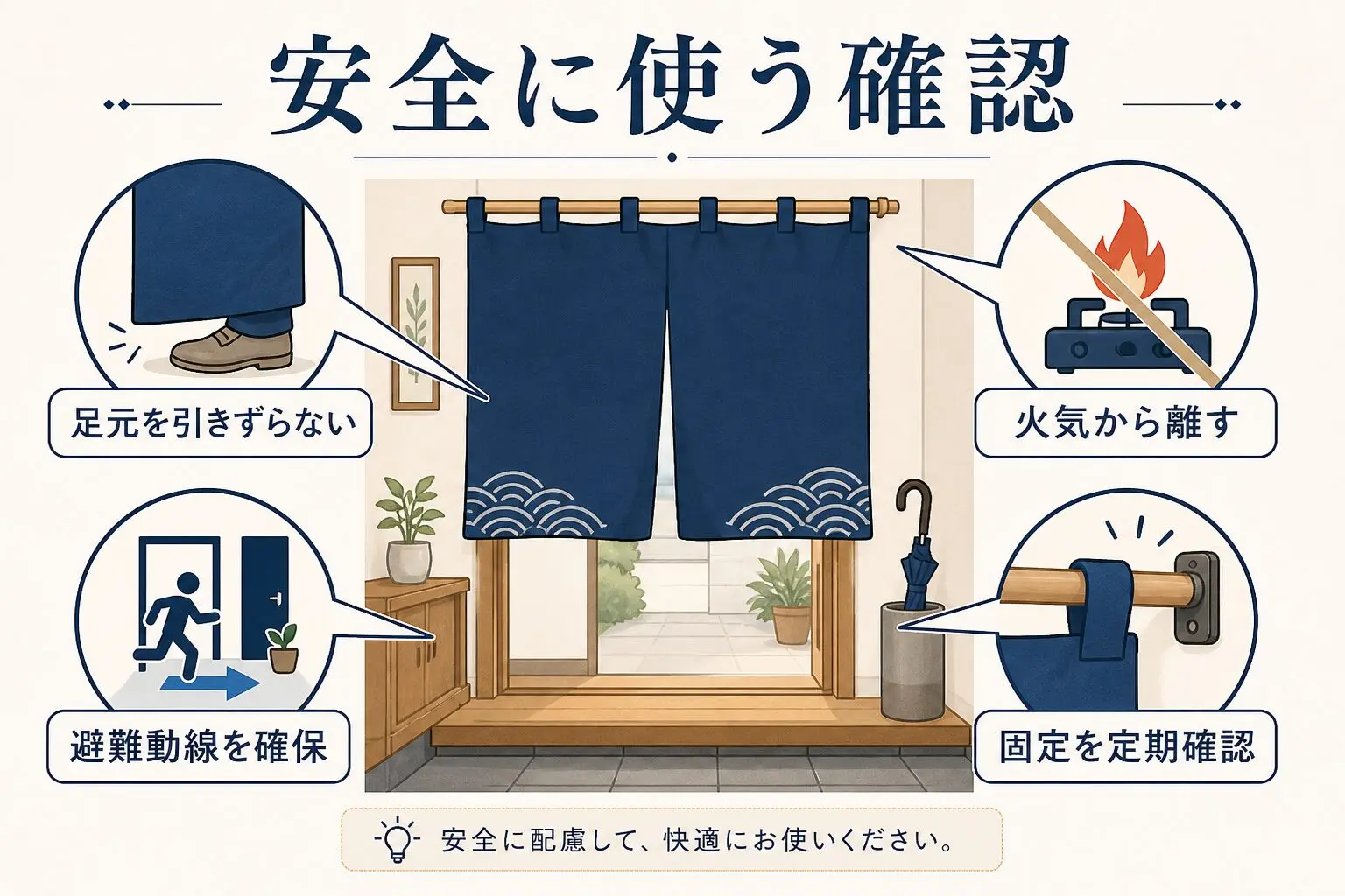 玄関の間仕切りカーテンを安全に使う4つの確認