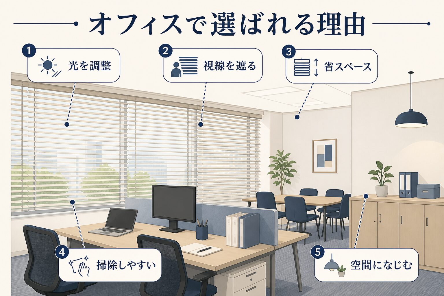 オフィスでブラインドが選ばれる5つの理由